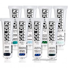 Golden Heavy Body Acrylic Paint  Phthalo  Set of 8 Colors | Blue (GS)  Blue (RS)  Green (BS)  Green (YS)  Turquoise  Light Turquoise  Light Blue  Light Green | 2 Ounce Tubes