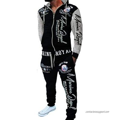 Hakjay Men's Hiphop Dance Jogger Casual Tracksuit Set Long Sleeve Full-Zip Running Jogging Athletic Sweat Suits