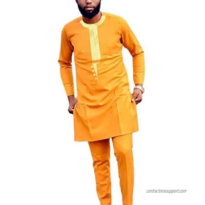 HD African Clothing for Man Nigeria Long Top and Pants Plaid Outfit