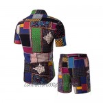 Lavnis Men's Short Sleeve Shirt and Shorts Floral Beach Casual Shirt Suit