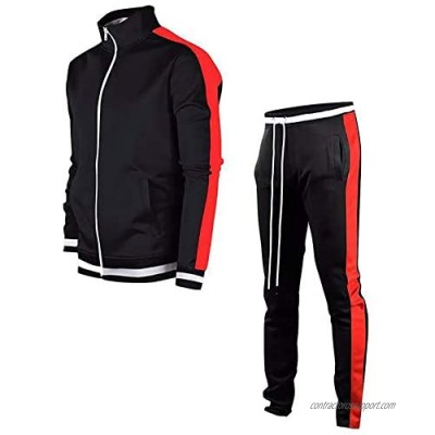 LeerKing Men's Tracksuit Activewear Joggers Sports Set Full Zip Sweat Suit for Youth Teens