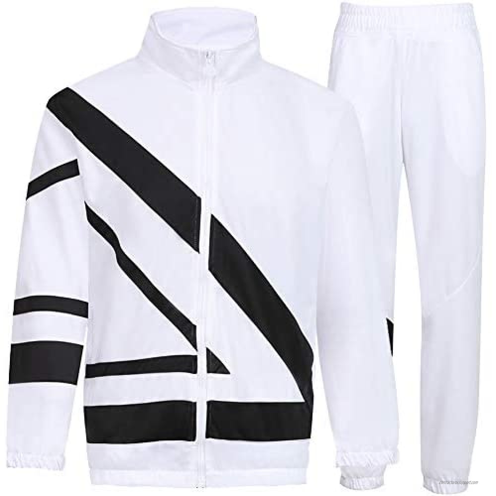 Mens Tracksuit 2 Piece,Mens Hooded Athletic Tracksuit Casual Full Zip Long Sleeve Running Jogging Sweatsuits Sports Set