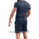 Mens Summer Sport Suit Sets Short Sleeve T-shirts and Shorts 2 Piece Tracksuits