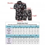 PASOK Men's Floral 2 Piece Tracksuit Casual Button Down Short Sleeve Hawaiian Shirt and Shorts Suit