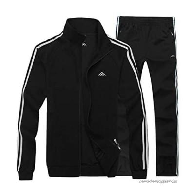 Real Spark Men's Athletic Full-Zip Jogger Sweat Suit Sports Sets Casual Tracksuit