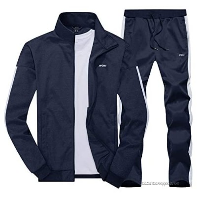 TACVASEN Men's Tracksuit Athletic Full Zip Casual Long Sleeve Jacket and Pants 2 Piece Set Running Jogging Sweatsuit