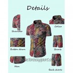 Tebreux Men's Floral Outfits 2 Piece Shirts and Shorts Suit Button Down Hawaiian Tracksuit