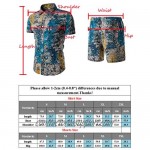 Tebreux Men's Floral Outfits 2 Piece Shirts and Shorts Suit Button Down Hawaiian Tracksuit