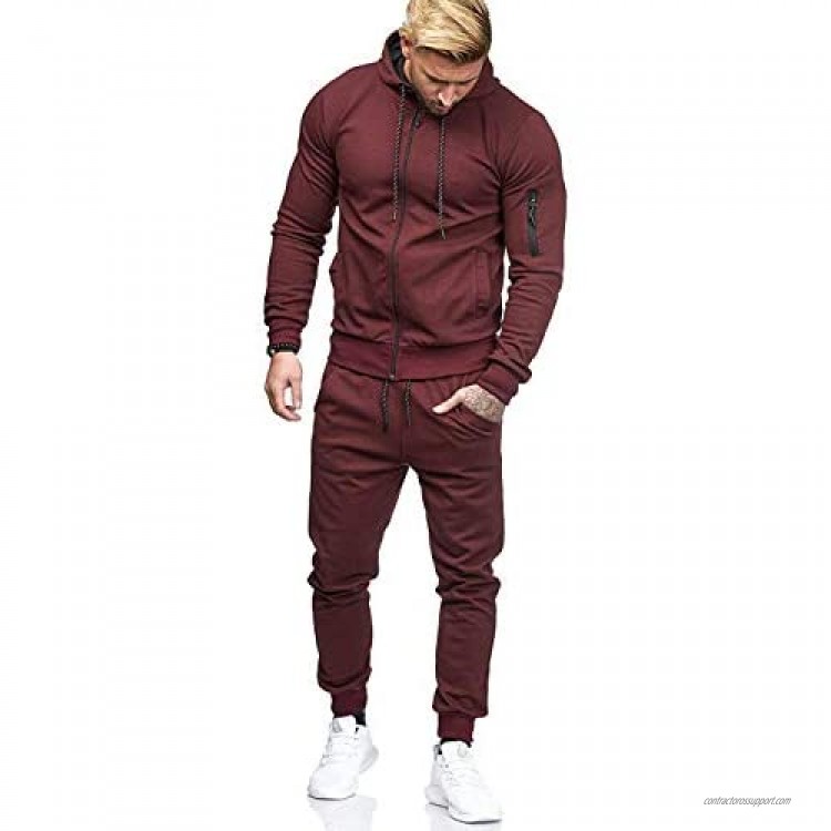 THWEI Men's Tracksuit Hooded 2 Piece Hoodies Joggers Sweatpants Sets Gym Jogging Tracksuits