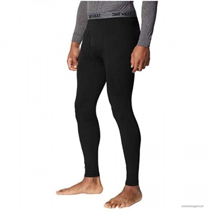 32 DEGREES Mens 2 Pack Heat Performance Thermal Baselayer Pant Leggings Black/Black