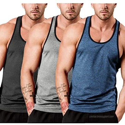COOFANDY Men's 3 Pack Gym Tank Tops Y-Back Workout Muscle Tee Sleeveless Fitness Bodybuilding T Shirts