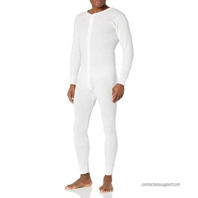Indera Men's Cotton 1 x 1 Rib Union Suit  White  Small 860US