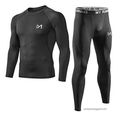Men's Base Layer Underwear Set  Cool Gear Quick Dry Long Sleeve Compression Shirt and Pants  Sport Fitness Long Johns
