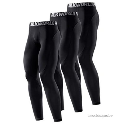 SILKWORLD Men's 1~3 Pack Compression Pants Cool Dry Baselayer Workout Running Tight Leggings