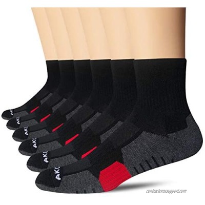 AKOENY Men's Performance Athletic Quarter Socks for Sport Running Training (6 Pack)