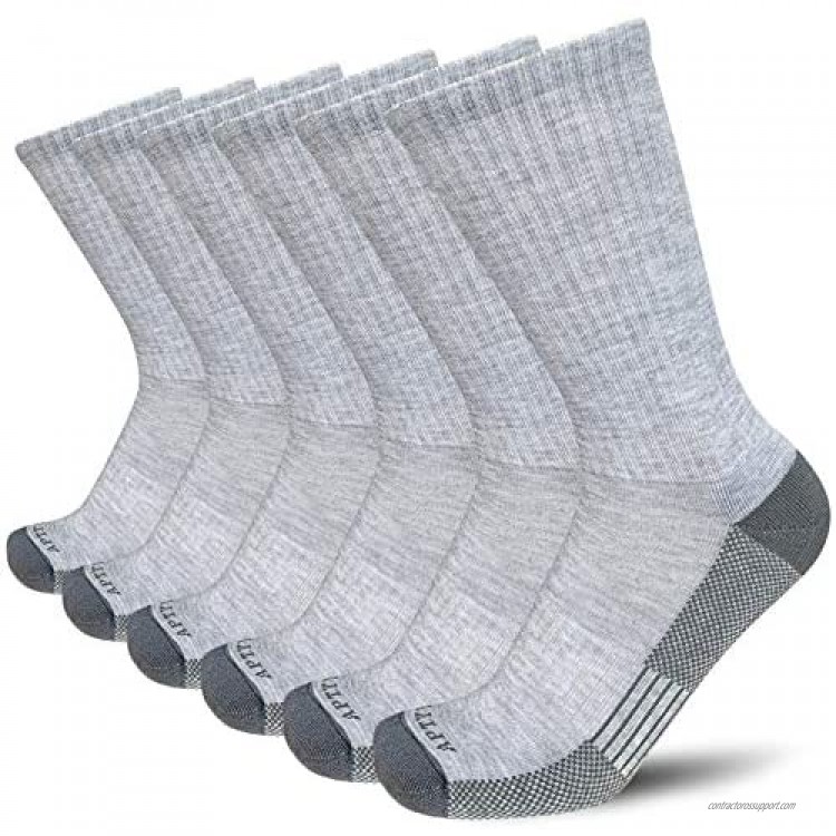 APTYID Men's Moisture Control Cushion Crew Work Boot Socks (4-6 Pack)