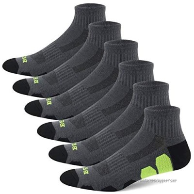 BERING Men's Performance Athletic Ankle Running Socks (6 Pack)