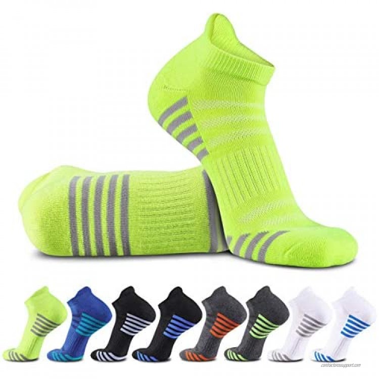 Bodvera Men's 8 Pack Performance Ankle Athletic Running Socks Cushioned Breathable Low Cut Sports Tab Socks