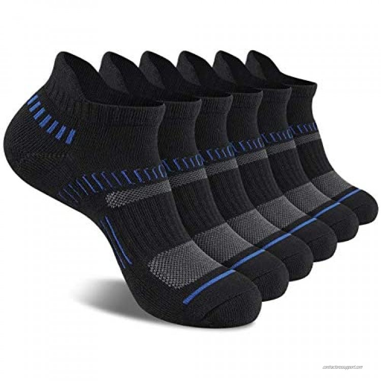 Cooplus Mens Ankle Socks Athletic Cushioned Breathable Low Cut Tab With Arch Support-6Pairs
