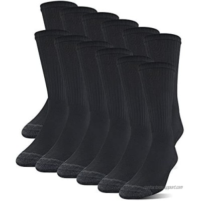 Gildan mens Polyester Half Cushion Crew Socks  12-pack