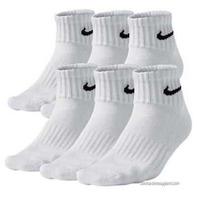 Nike Men's Bag Cotton Quarter Cut Socks (6 Pack) (Large (shoe size 8-12)  White)