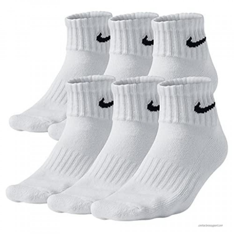 Nike Men's Bag Cotton Quarter Cut Socks (6 Pack) (Large (shoe size 8-12) White)