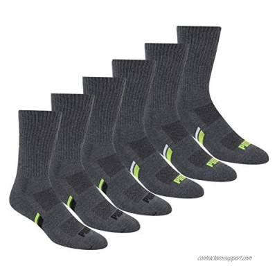 PUMA Socks Men's Crew Socks  Grey/Green  Sock Size:10-13/Shoe Size: 6-12 (Pack of 6)