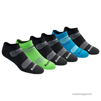 Saucony Men's Multi-Pack Mesh Ventilating Comfort Fit Performance No-Show Socks  Black Fashion (6 Pairs)  Shoe Size: 13-15