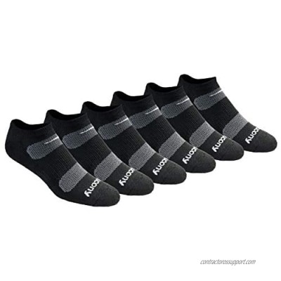 Saucony Men's Multi-Pack Mesh Ventilating Comfort Fit Performance No-Show Socks  Black Basic (6 Pairs)  Shoe Size: 15-17
