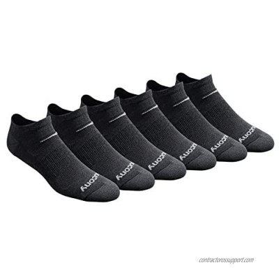 Saucony Men's Multi-Pack Mesh Ventilating Comfort Fit Performance No-Show Socks  Charcoal Heather (6 Pairs)  Shoe Size: 13-15