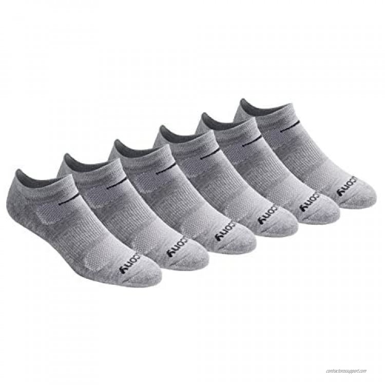 Saucony Men's Multi-Pack Mesh Ventilating Comfort Fit Performance No-Show Socks Grey Basic (6 Pairs) Shoe Size: 13-15