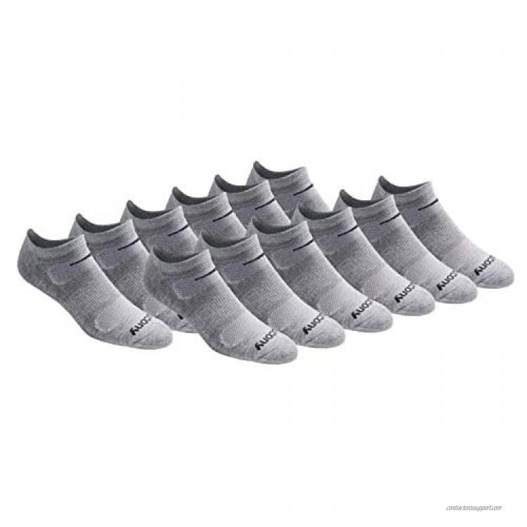 Saucony Men's Multi-Pack Mesh Ventilating Comfort Fit Performance No-Show Socks Grey (12 Pairs) Shoe Size: 8-12