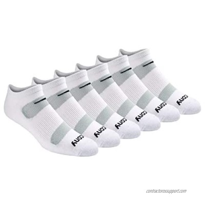 Saucony Men's Multi-Pack Mesh Ventilating Comfort Fit Performance No-Show Socks  White (6 Pairs)  Shoe Size: 13-15