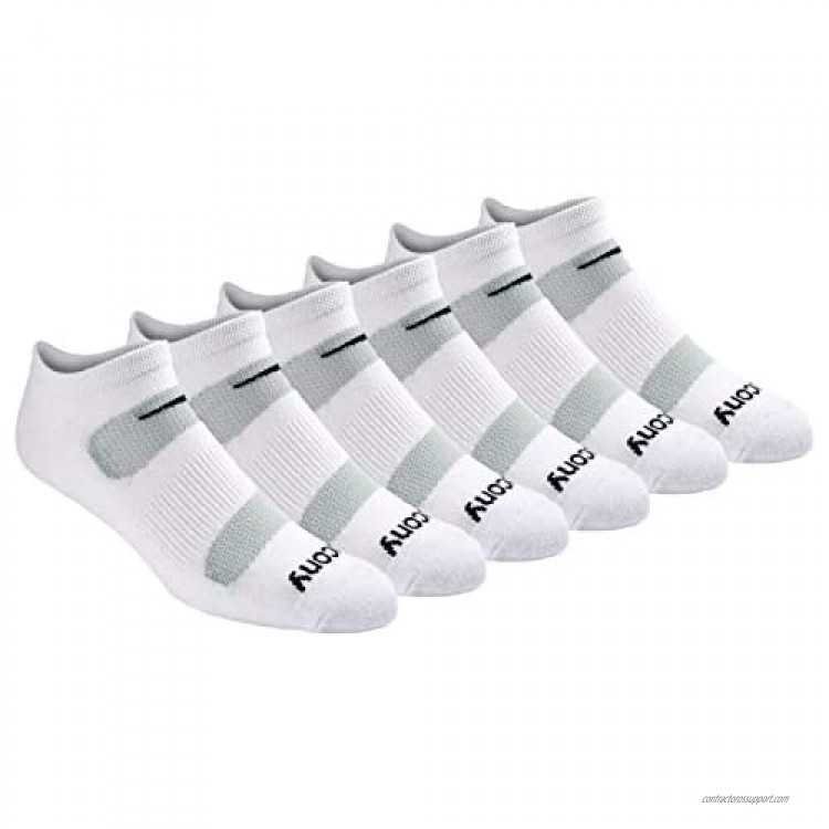 Saucony Men's Multi-Pack Mesh Ventilating Comfort Fit Performance No-Show Socks White (6 Pairs) Shoe Size: 8-12