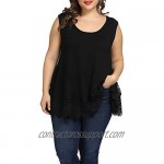 Allegrace Plus Size Tank Tops for Women Loose Fit Summer Lace Floral Print Flowy Camis