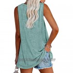 Esobo Womens Tank Tops Loose Fit Summer V Neck Tunics Tees Sleeveless Solid Color Shirts with Pocket