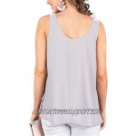 Floral Find Women's Chiffon Layered Tank Tops Summer Sleeveless Round Neck Blouses Shirts