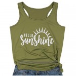 Hello Sunshine Tank Tops for Women Summer Sleeveless Graphic Print T Shirt Nature Shirt Vacation Shirt