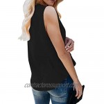 HOTAPEI Summer V Neck Blouses for Women Sleeveless Chiffon Tops Loose Fit Shirts