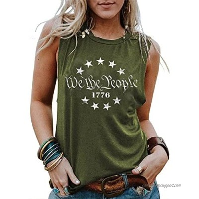 LLHXRUI We The People 1776 Tank Top for Women 4th of July Patriotic Shirt American Flag Sleeveless Graphic Tees Tanks