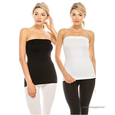 Seamless Long Tube Top Strapless - Women's Bandeau Off Shoulder Tubetop Convertible Pencil Skirts Stretch Made in USA