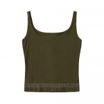 SweatyRocks Women's Sleeveless Vest Button Front Crop Tank Top Ribbed Knit Belly Shirt
