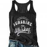 Women Sunshine and Whiskey Tank Top Sunrise Graphic T Shirt Summer Sleeveless O-Neck Casual Tee Tops