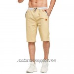 JustSun Mens Shorts Casual Classic Fit Cotton Summer Beach Shorts with Elastic Waist and Pockets