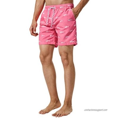 maamgic 7" Swim Shorts Mens Quick Dry Swim Trunks with Mesh Lining Teen Funny Print Swimwear Swimsuit
