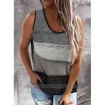 Asvivid Women's Summer Crewneck Knit Tank Tops Color Block Loose Sleeveless Blouse Shirts Tops