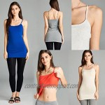 Emmalise Women Camisole Built in Bra Wireless Fabric Support Long Layering Cami