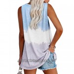 Esobo Womens Tie Dye Tank Tops Loose Fit V Neck Sleeveless Color Block Shirts Casual Tunic Tees with Pocket