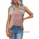 FARYSAYS Women's Lace Hollow Out V Neck Swiss Dot Tank Tops Sleeveless Casual Shirts Blouses