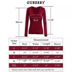 GUBERRY Women's Deep V Neck Long Sleeve Unique Cross Wrap Sexy Slim Fit Tops